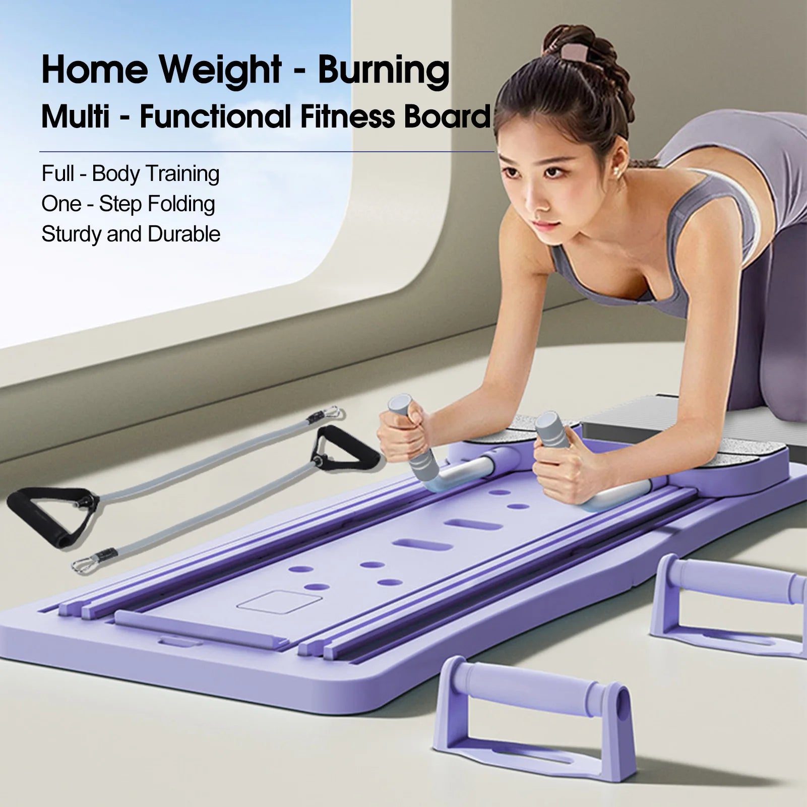 Pilate Board At Home Pilates Board Foldable 4-in-1 Exercise  Wheel Roller Exercise Equipment for Home Gym Workout  Trainer