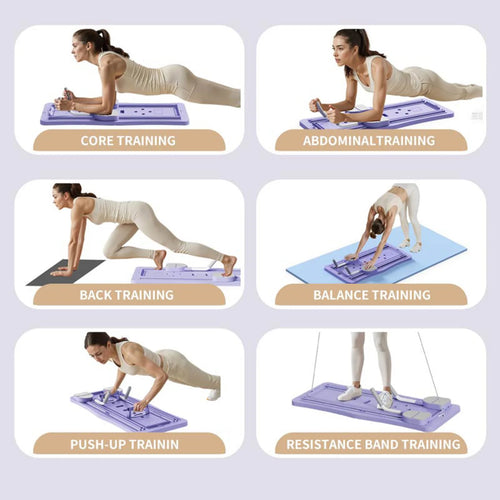 At Home Pilates Board Foldable 4-in-1 Exercise Ab Wheel Roller Exercise Equipment for Home Gym Workout Core Trainer