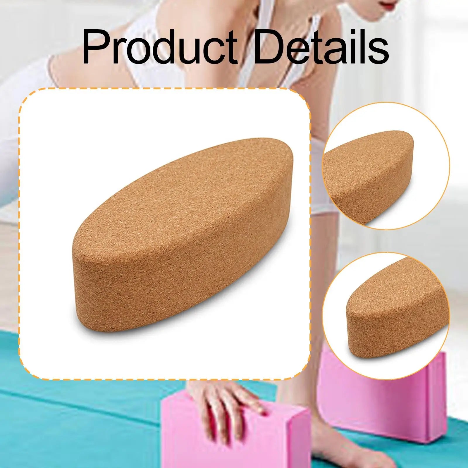 Cork Exercise Block Premium Supportive Yoga Prop Soft Lightweight Brick for Fitness Pilates Training